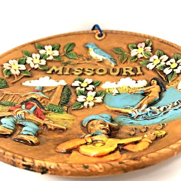 Missouri Gun Totin Hillbbilly Souvenir Wall Plate Kitschy 3D Vintage Japan 8in - Picture 8 of 11